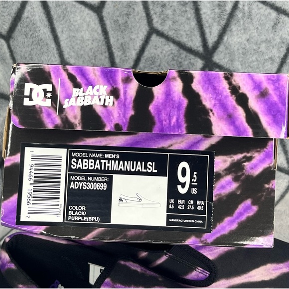 DC x Black Sabbath Skateboard Slip On Purple Tie Dye Sneakers NWT - Picture 3 of 8
